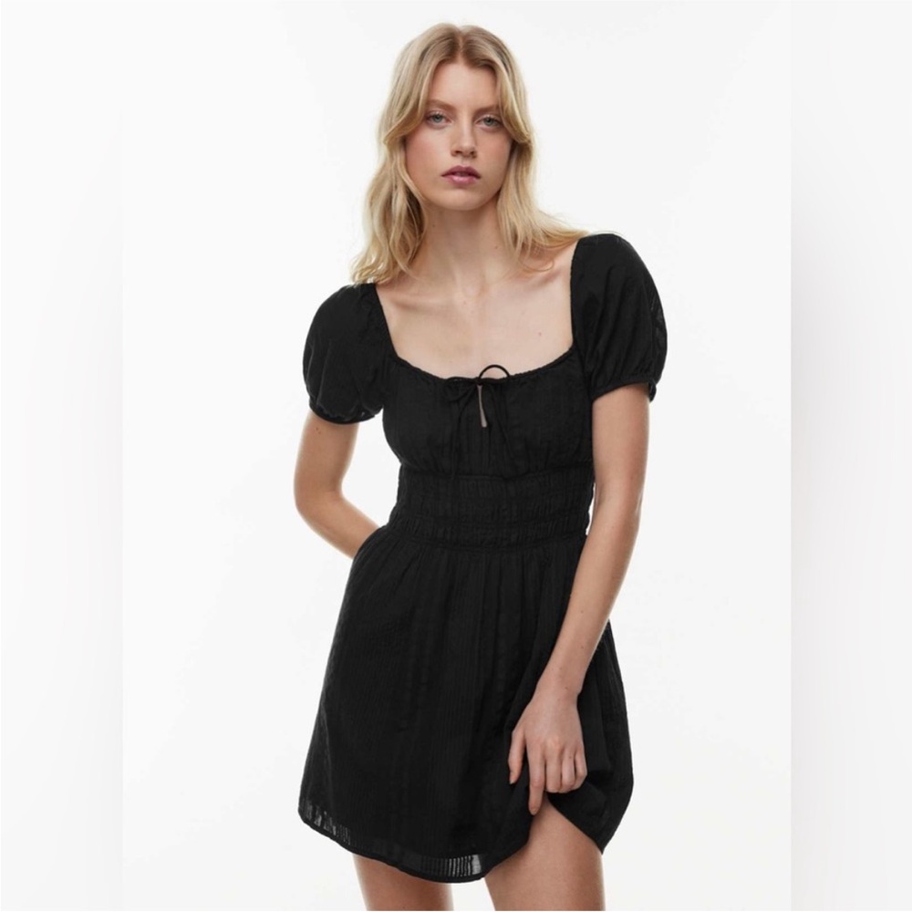 Aritzia Black Puff Sleeve Mini Dress